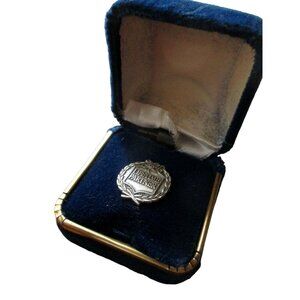 Sterling Silver "Lifetime Partner" Pin Badge Decorative Wreath Design In Box